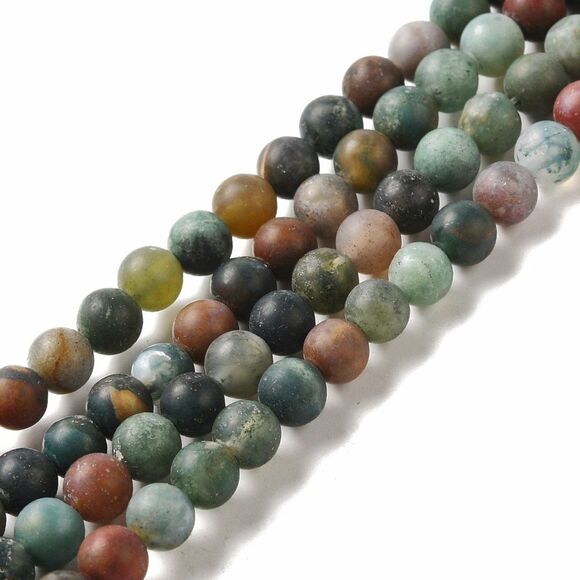6-6.5MM Matte Indian Agate Beads-ONE Gemstone Bead Strand-Jewelry Making NWT - Picture 1 of 3